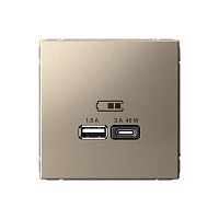 Розетка USB тип A+С без рамки Systeme Electric ArtGallery  2-м. 45Вт высокоскор.заряд. шампань фото Розетка USB тип A+С без рамки Systeme Electric ArtGallery  2-м. 45Вт высокоскор.заряд. шампань картинка